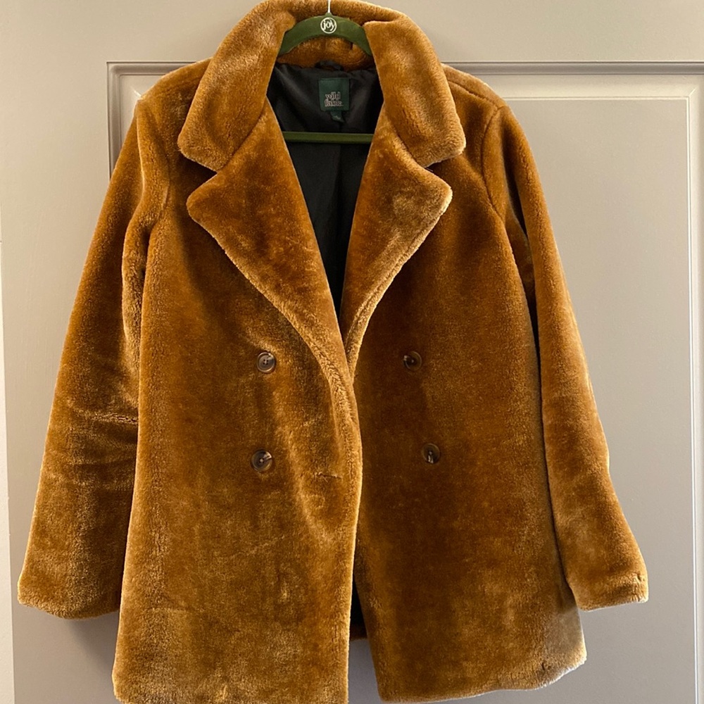 Double Breasted Brown Teddy Bear Coat Size Small